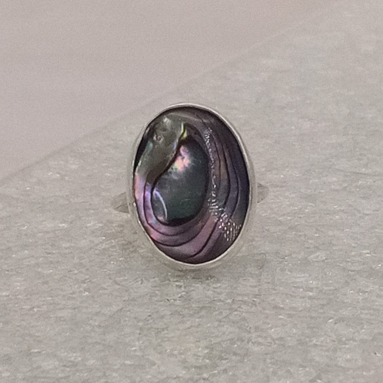 Abalone & Sterling Silver Statement Ring Size 6
