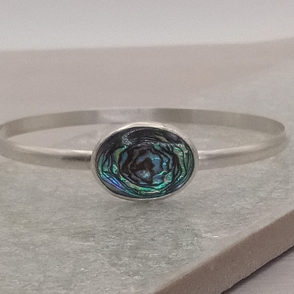 Abalone & Sterling Silver Bangle Bracelet