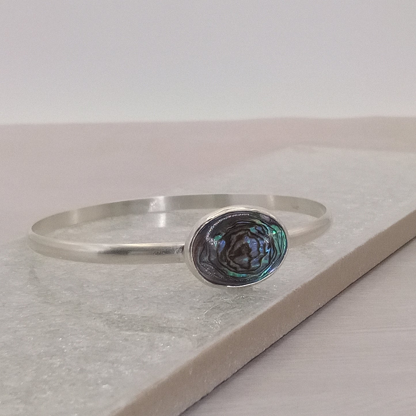 Abalone & Sterling Silver Bangle Bracelet