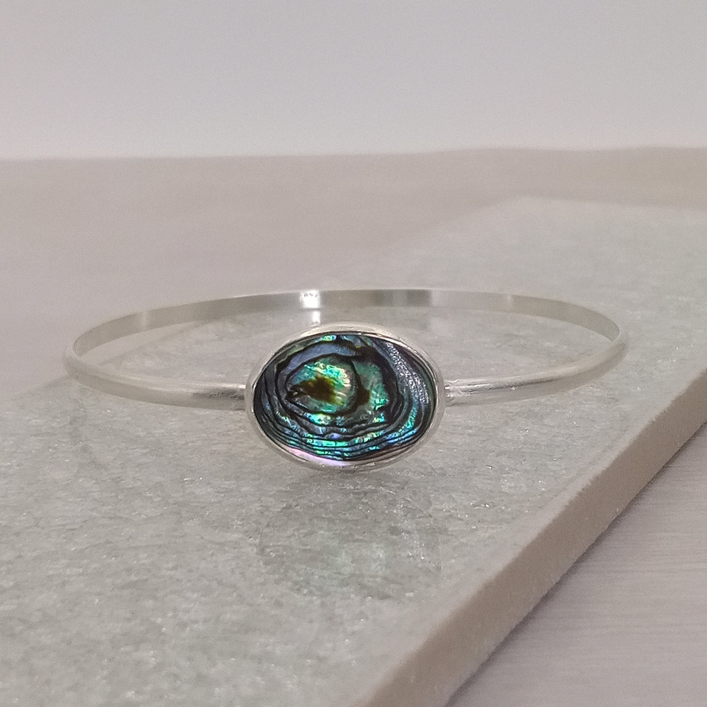 Abalone & Sterling Silver Bangle Bracelet