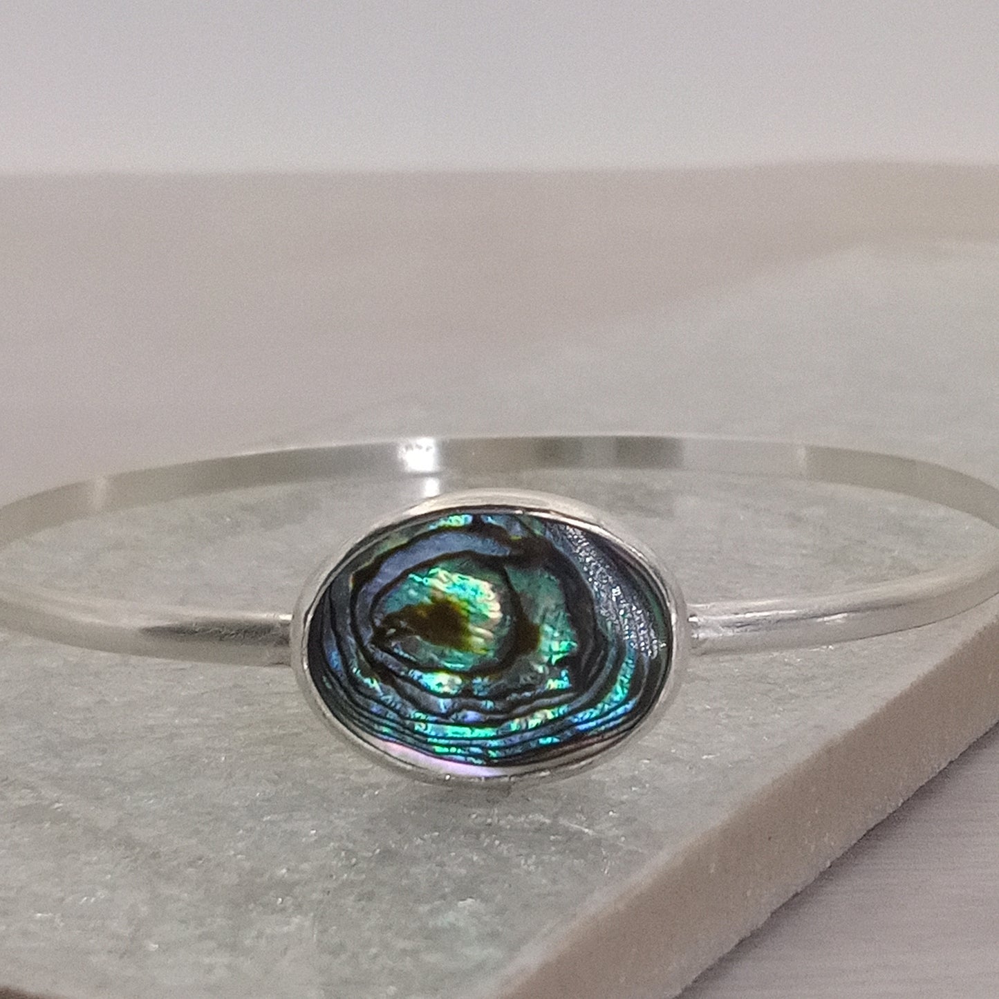 Abalone & Sterling Silver Bangle Bracelet