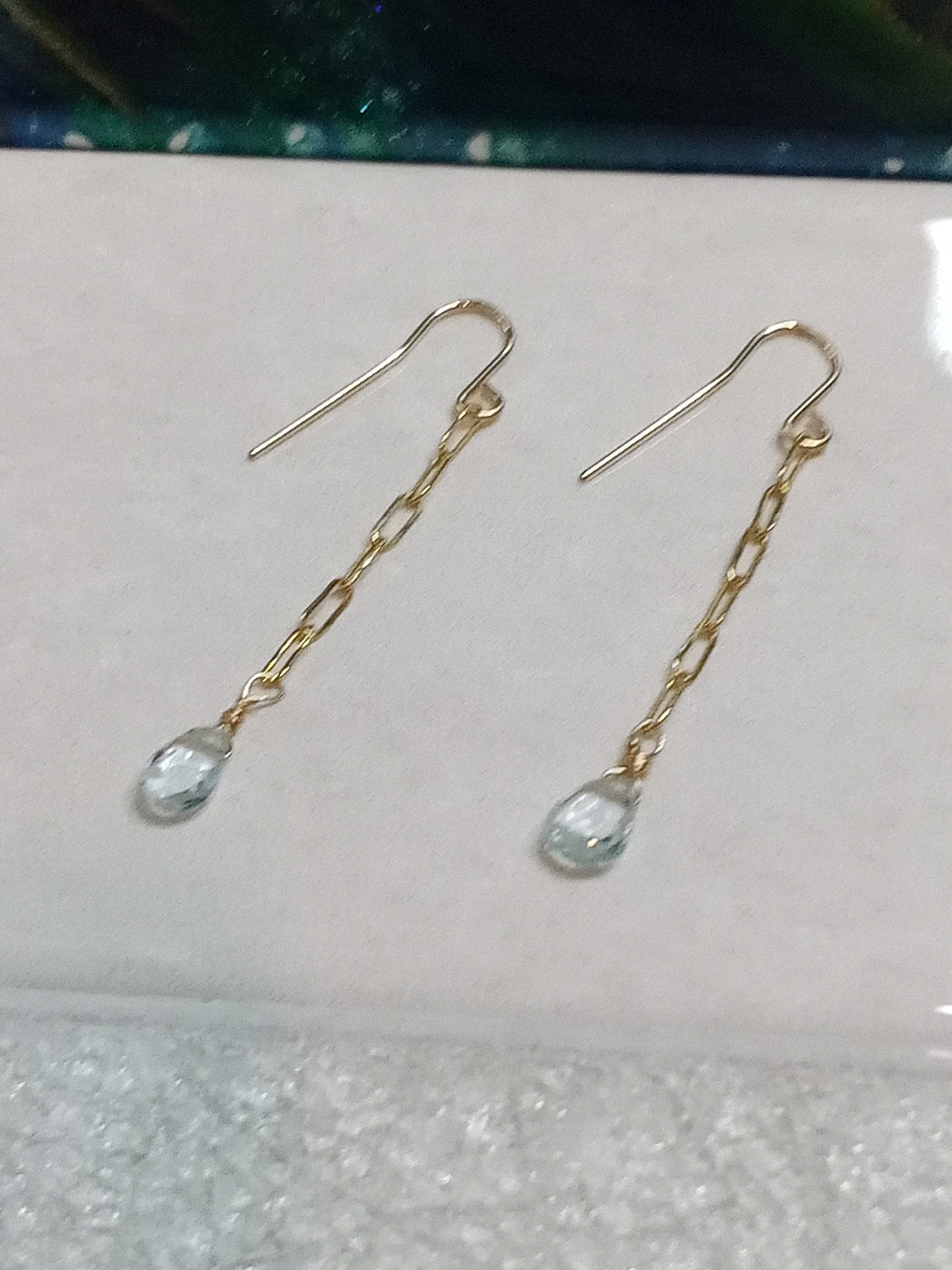 14KT Gold Filled Aquamarine Drop Earrings