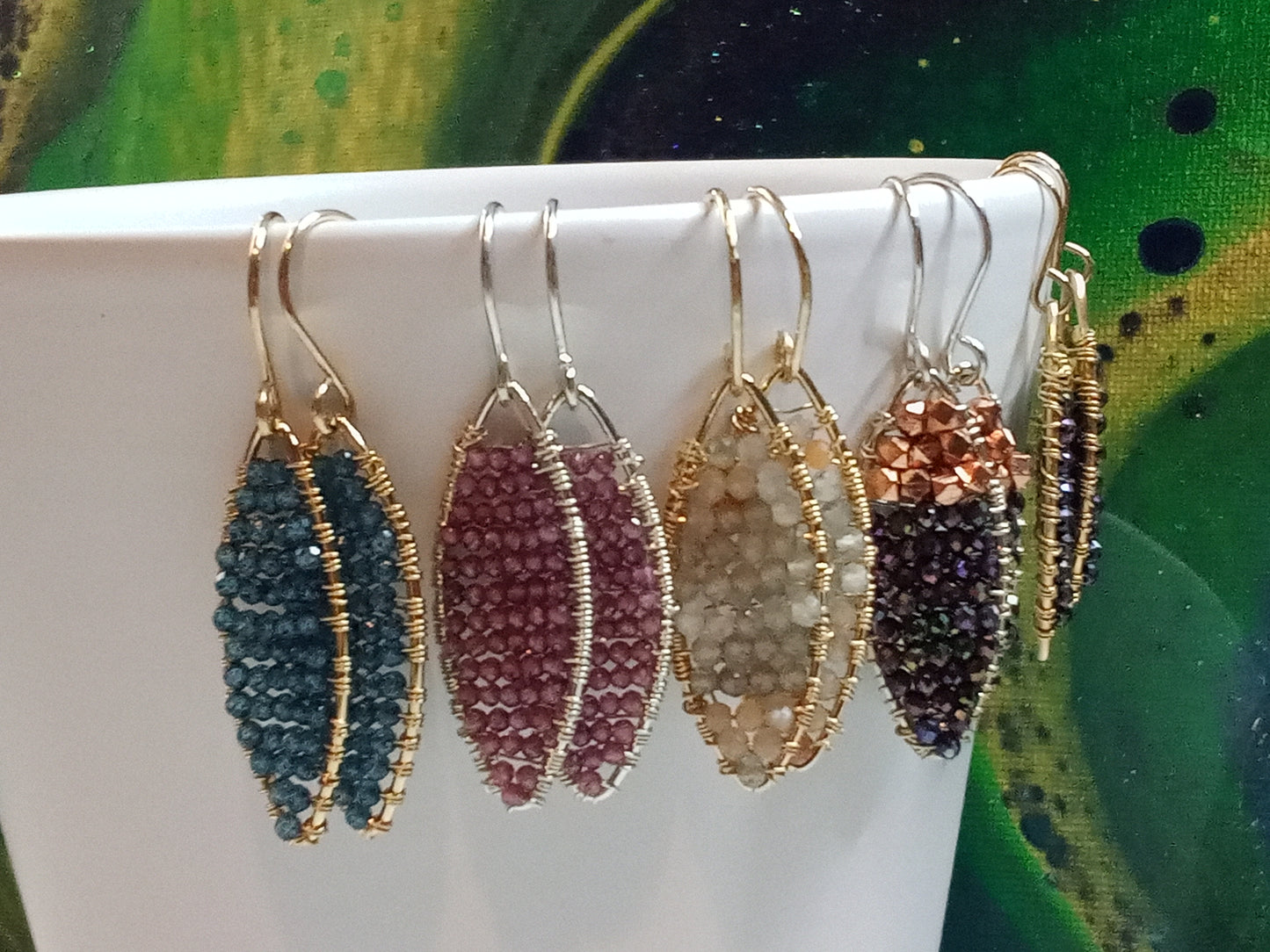 London Blue Topaz & Gold-Filled Geometric Dangle Dainty Sparkle Beaded Earrings