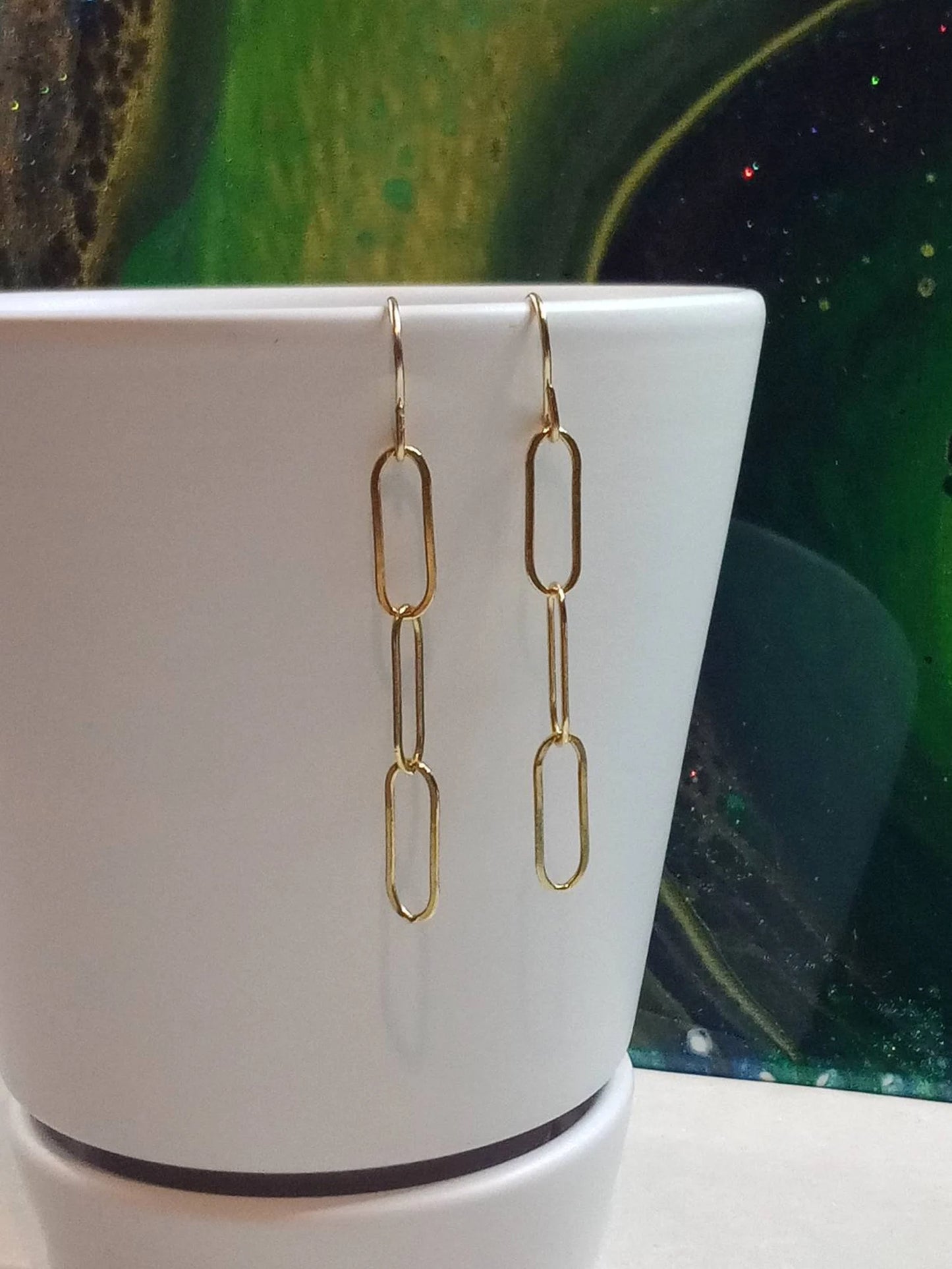 Gold Filled Paperclip Chain Earrings Minimalist Modern Classic