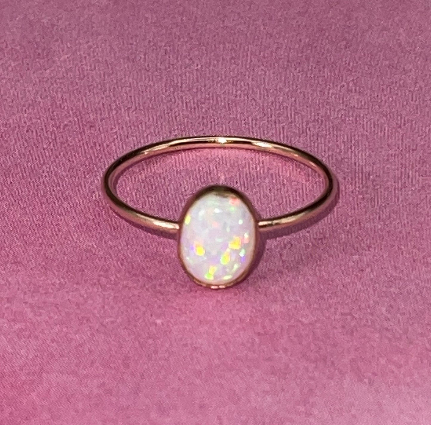Dainty White Opal 14k Gold-Filled Ring, Size 7