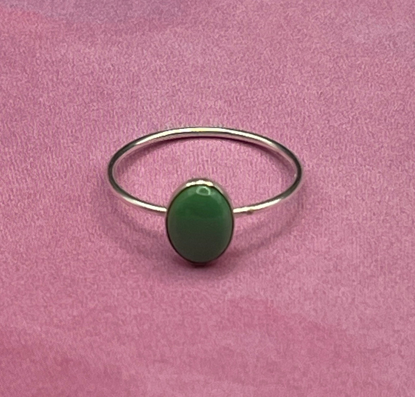 Dainty Tibetan Turquoise & Sterling Silver Ring, Size 7