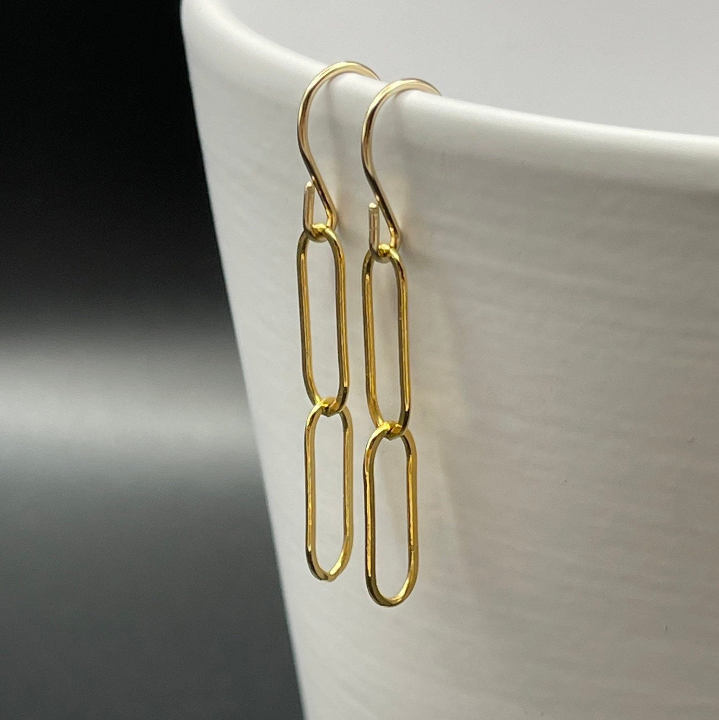 Gold Filled Paperclip Chain Drop Earrings