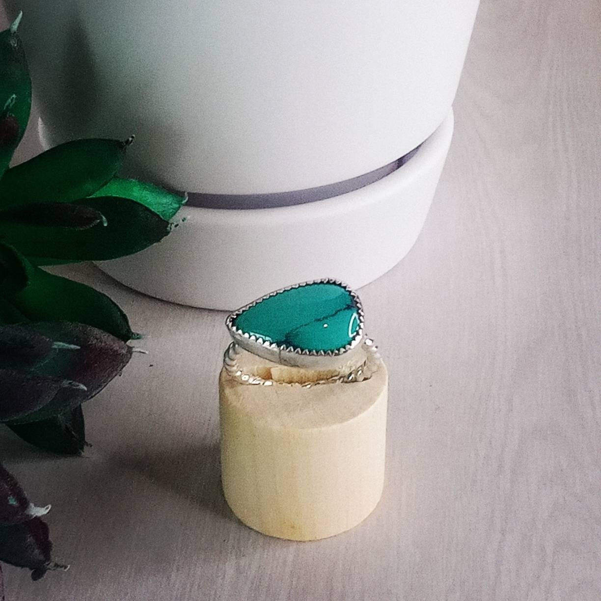 Tibetan Turquoise and Sterling Silver Ring, Size 8 3/4