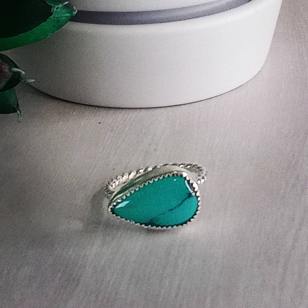 Tibetan Turquoise and Sterling Silver Ring, Size 8 3/4