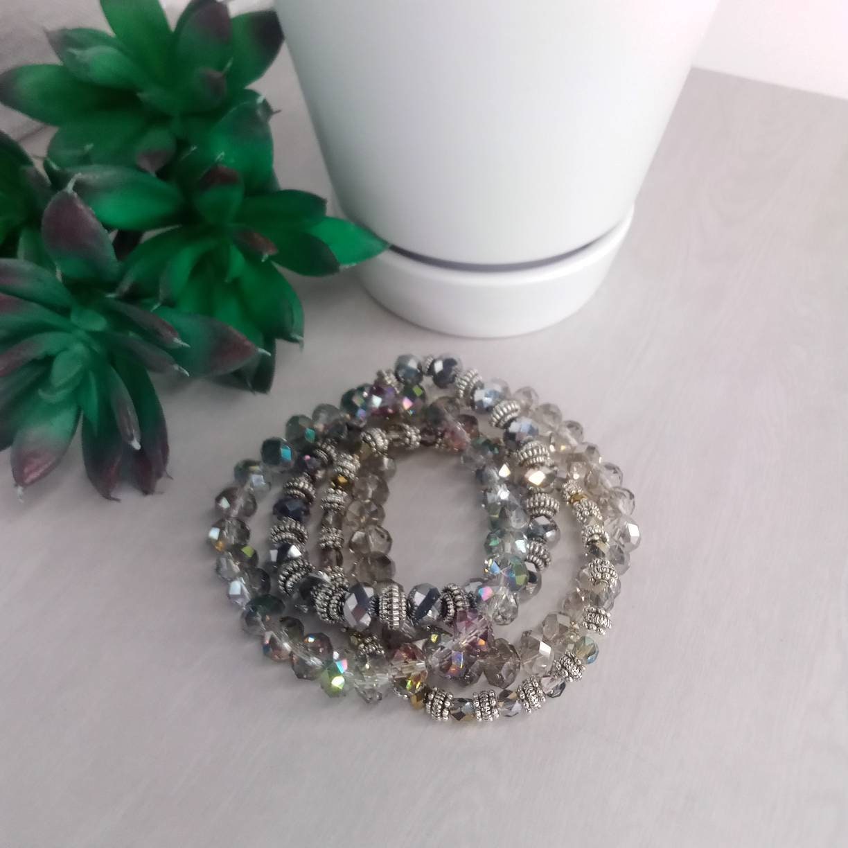 Set of 4 Stacking Glass Bead Bracelets