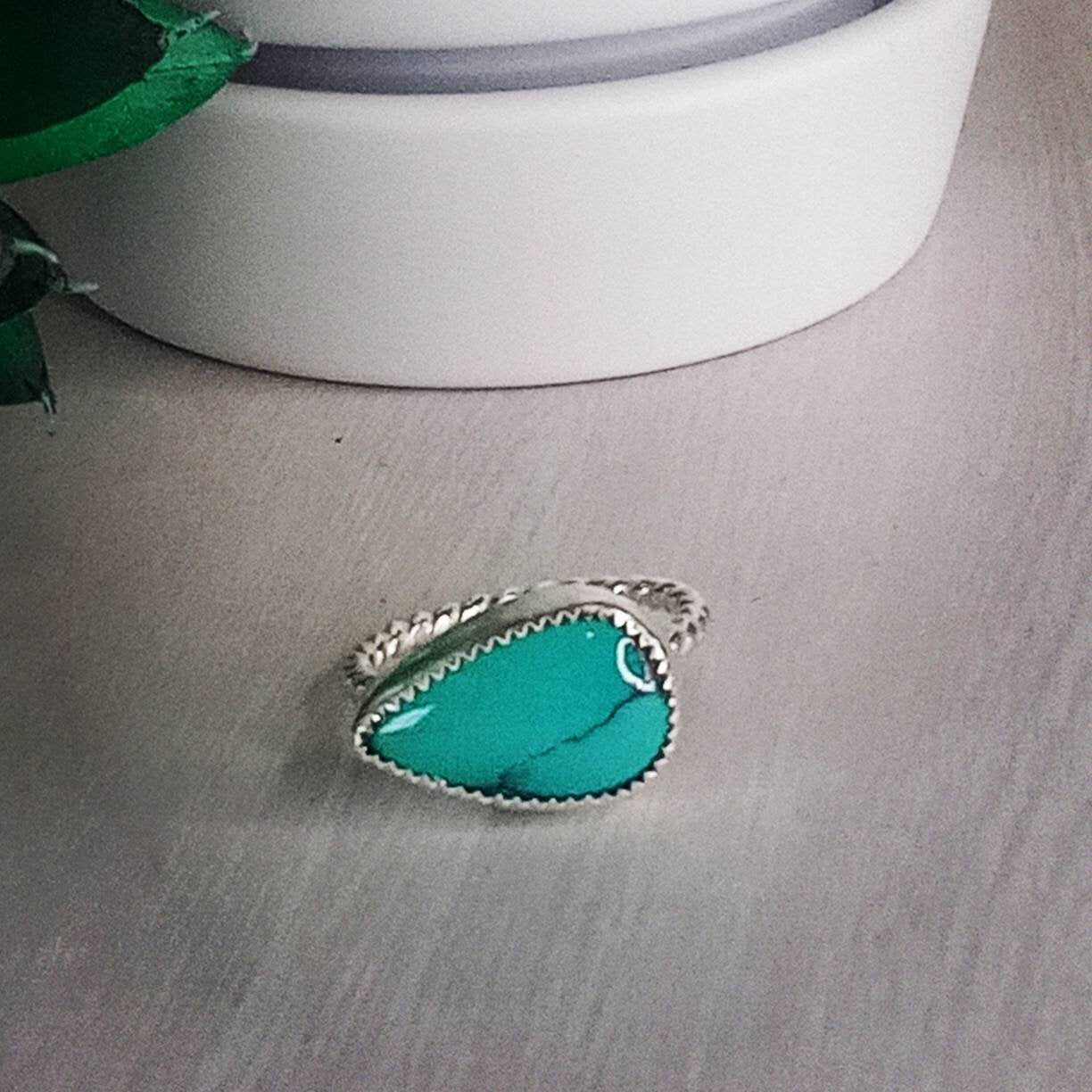 Tibetan Turquoise and Sterling Silver Ring, Size 8 3/4