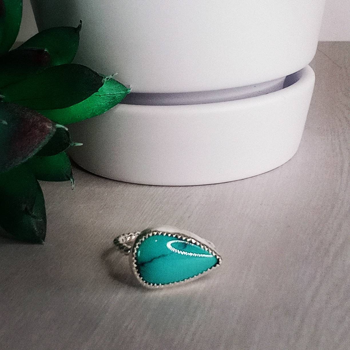 Tibetan Turquoise and Sterling Silver Ring, Size 8 3/4