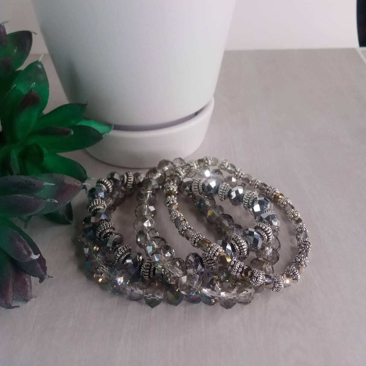 Set of 4 Stacking Glass Bead Bracelets
