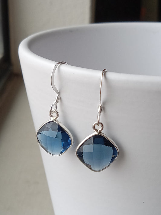 Blue Denim Crystal Quartz Sterling Silver Earrings