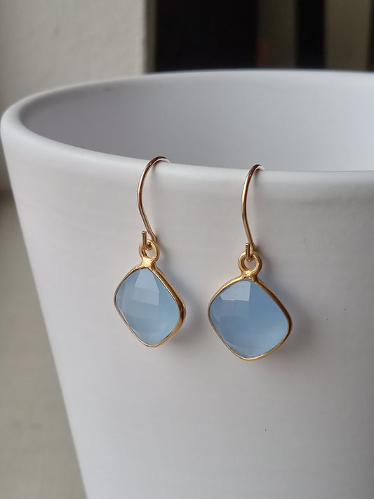 Chalcedony Crystal Quartz 14K Gold Sterling Silver Earrings