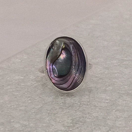 Abalone & Sterling Silver Statement Ring Size 6