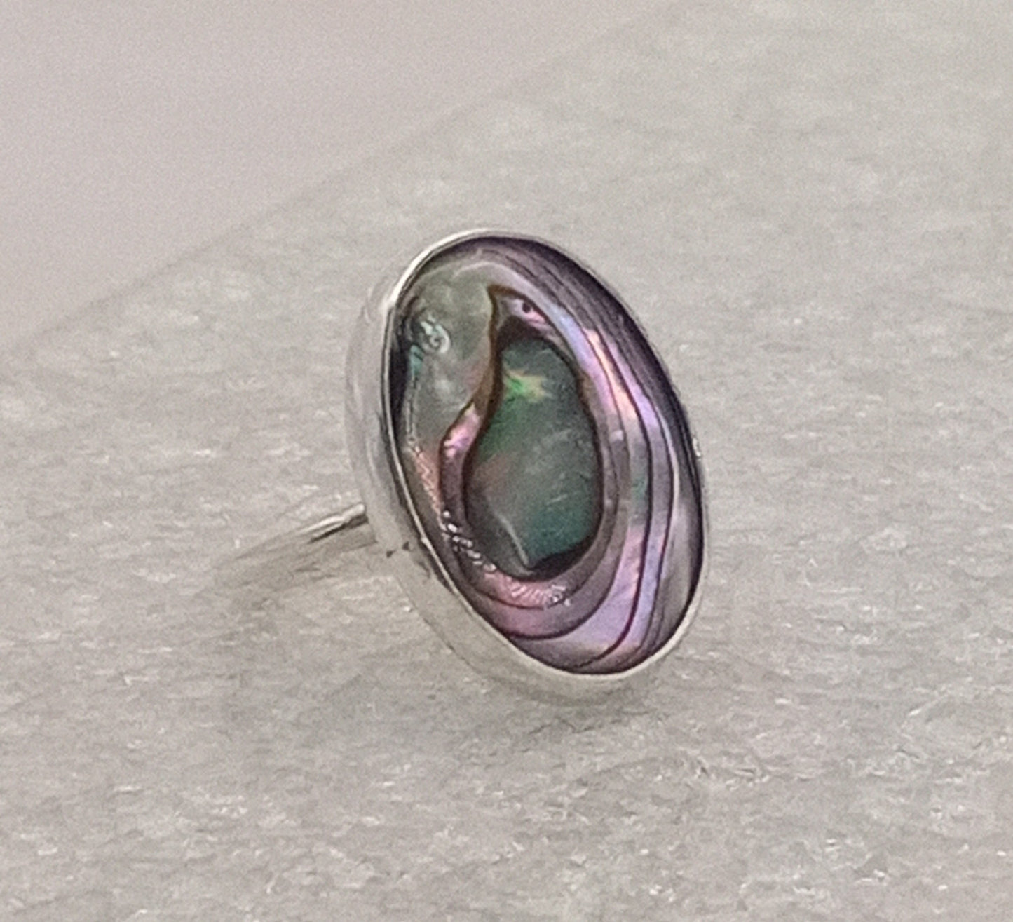 Abalone & Sterling Silver Statement Ring Size 6