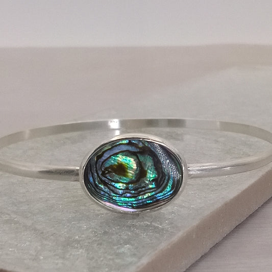 Abalone & Sterling Silver Bangle Bracelet