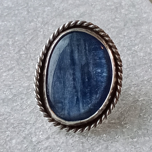 Kyanite & Sterling Silver Statement Ring, Size 5 1/2
