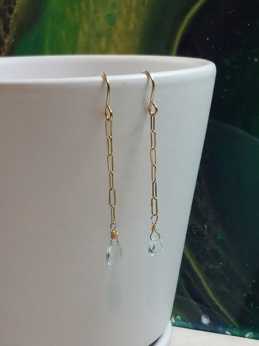 14KT Gold Filled Aquamarine Drop Earrings