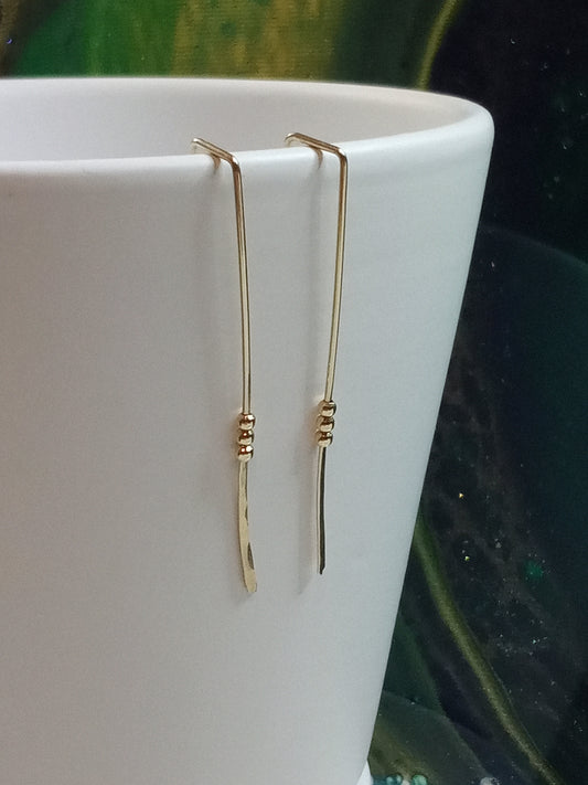 Gold-Filled Threader and 14K GF Bead Minimalist Earrings