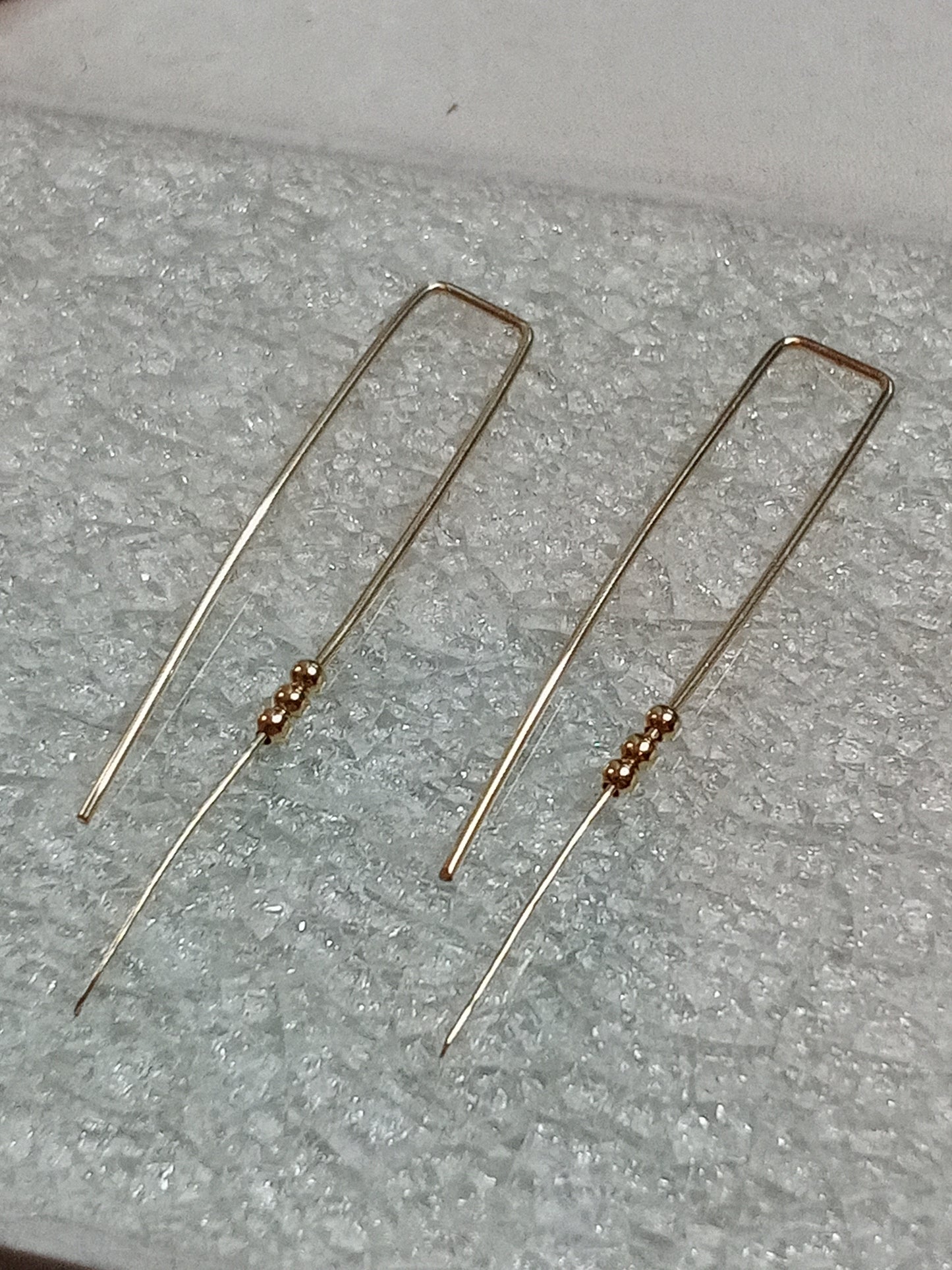 Gold-Filled Threader and 14K GF Bead Minimalist Earrings