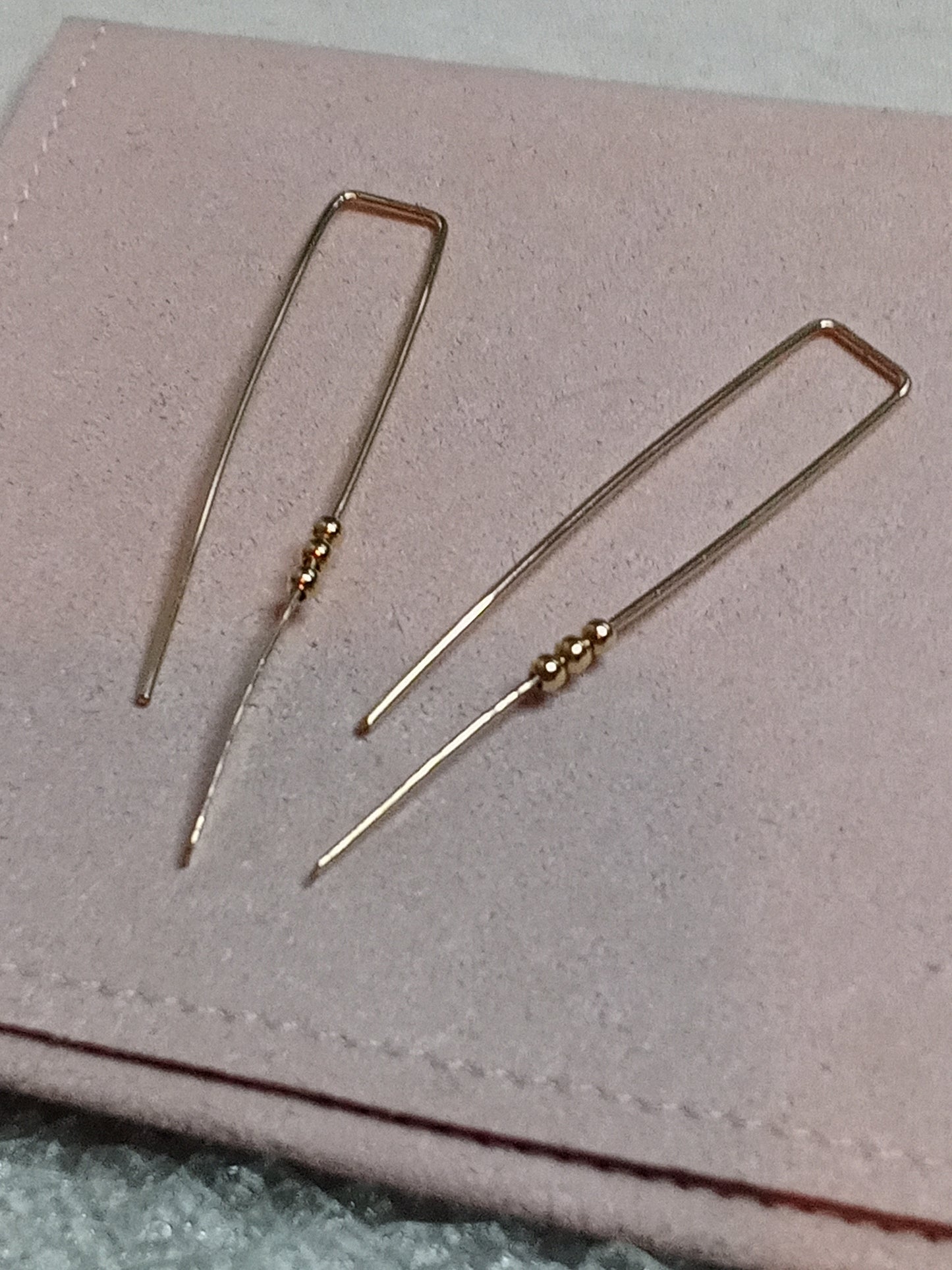 Gold-Filled Threader and 14K GF Bead Minimalist Earrings