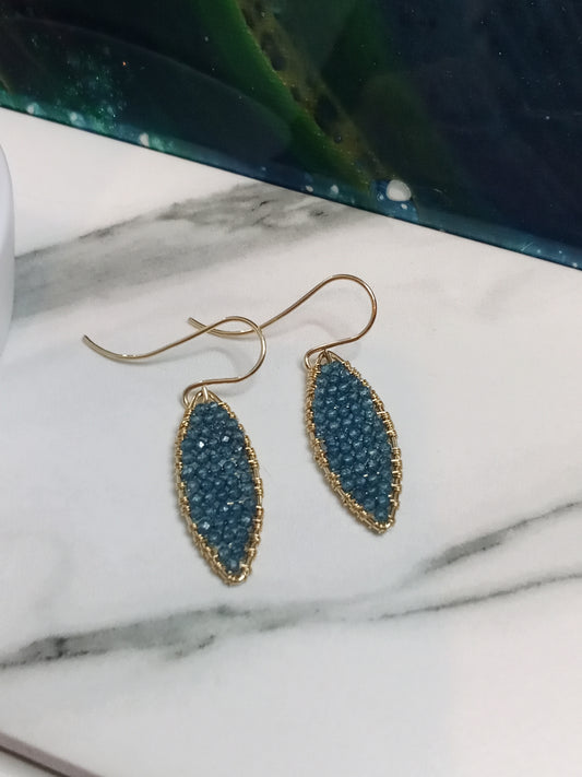 London Blue Topaz & Gold-Filled Geometric Dangle Dainty Sparkle Beaded Earrings