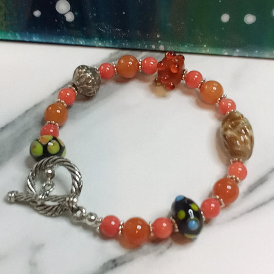 Lampwork & Various Beads Beaded Bracelet Colorful Artsy Statement Eclectic Stacking