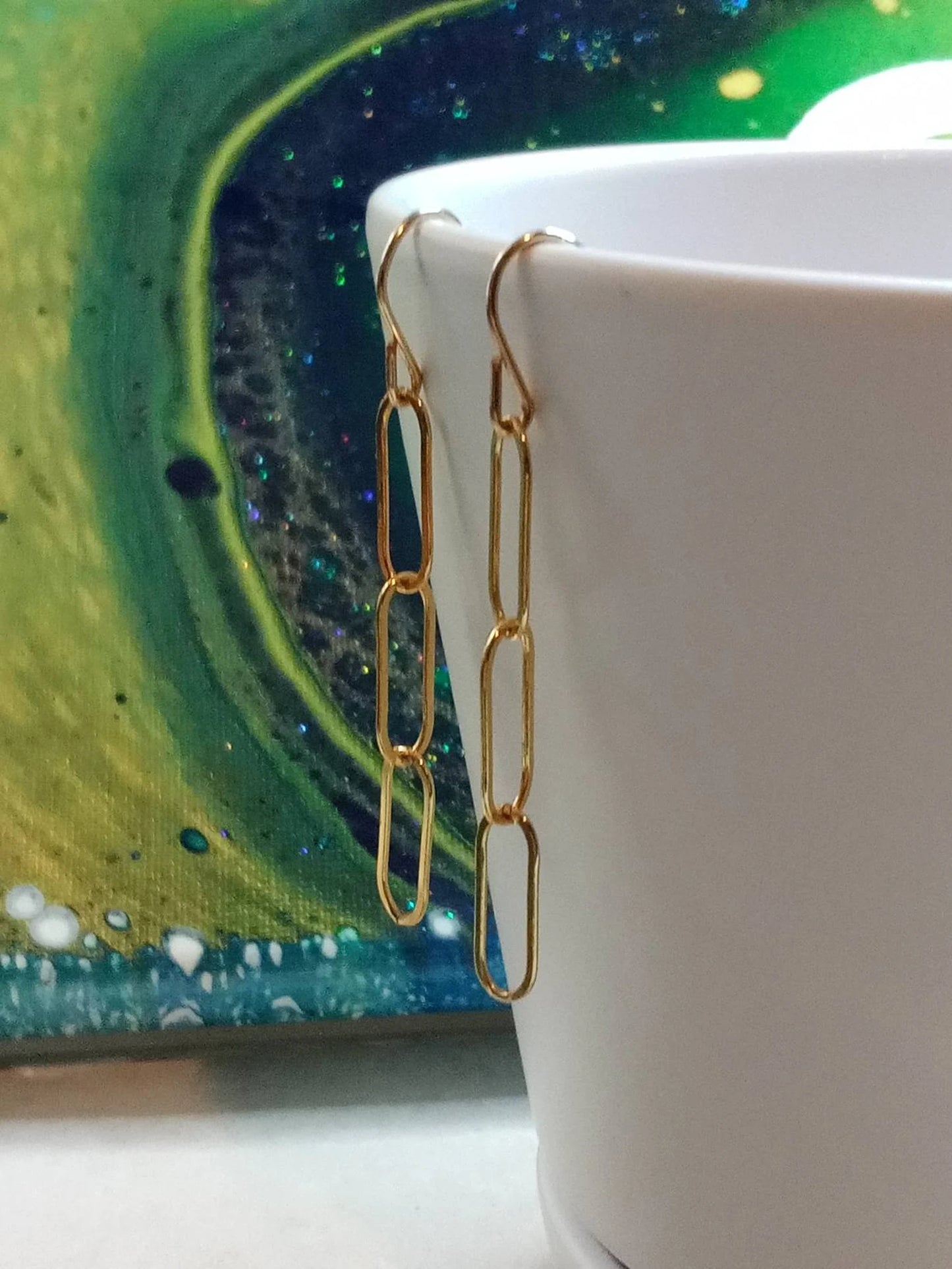 Gold Filled Paperclip Chain Earrings Minimalist Modern Classic
