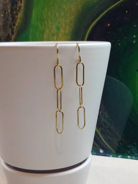 Gold Filled Paperclip Chain Earrings Minimalist Modern Classic