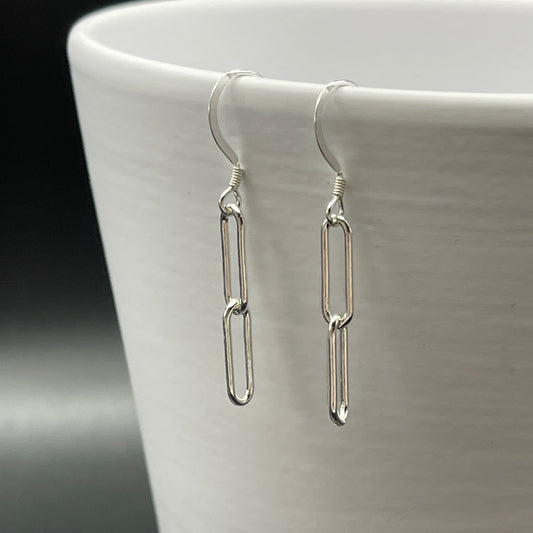Sterling Silver Paperclip Chain Earrings