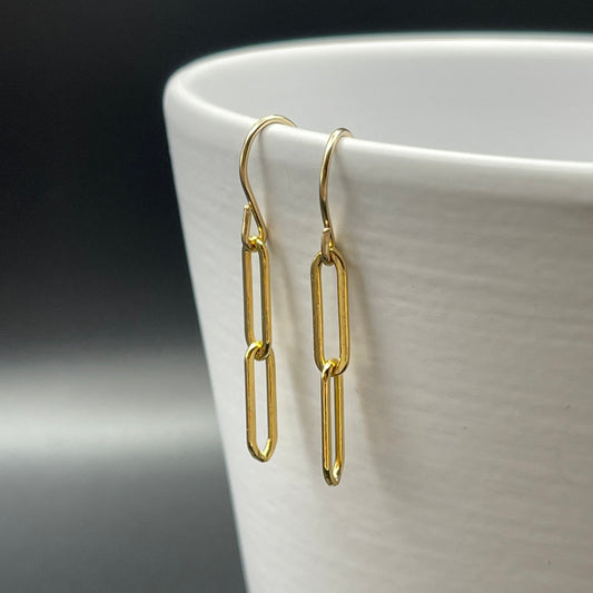 Gold Filled Paperclip Chain Drop Earrings