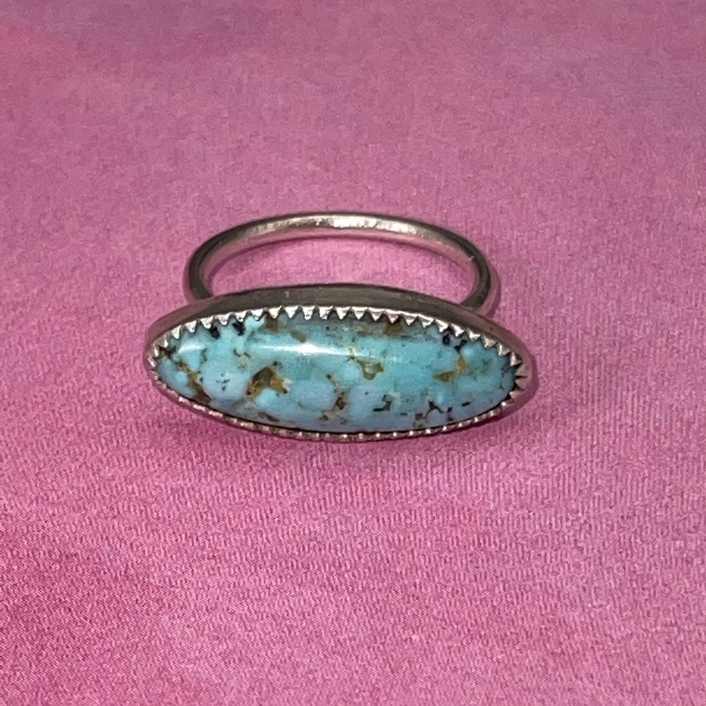 Sterling Silver Tibetan Turquoise Statement Ring, Size 6
