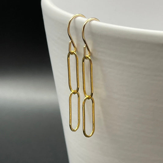Gold Filled Paperclip Chain Drop Earrings
