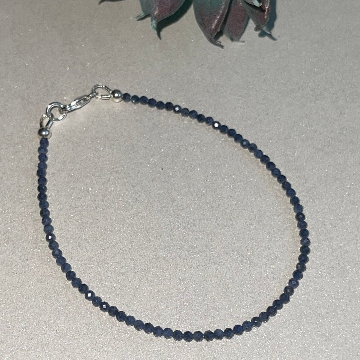 Dainty Sapphire Sterling Silver Stacking Bracelet