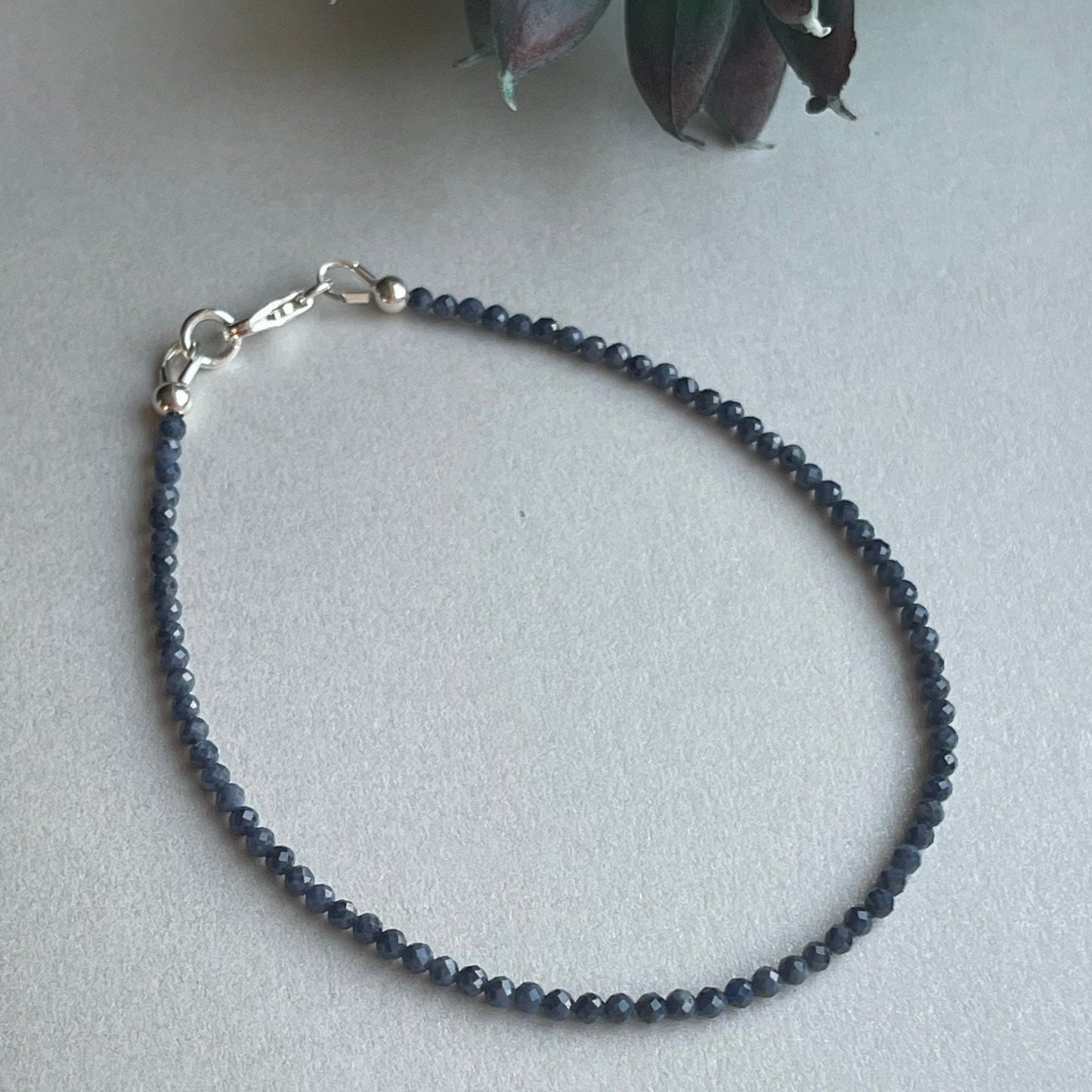 Dainty Sapphire Sterling Silver Stacking Bracelet