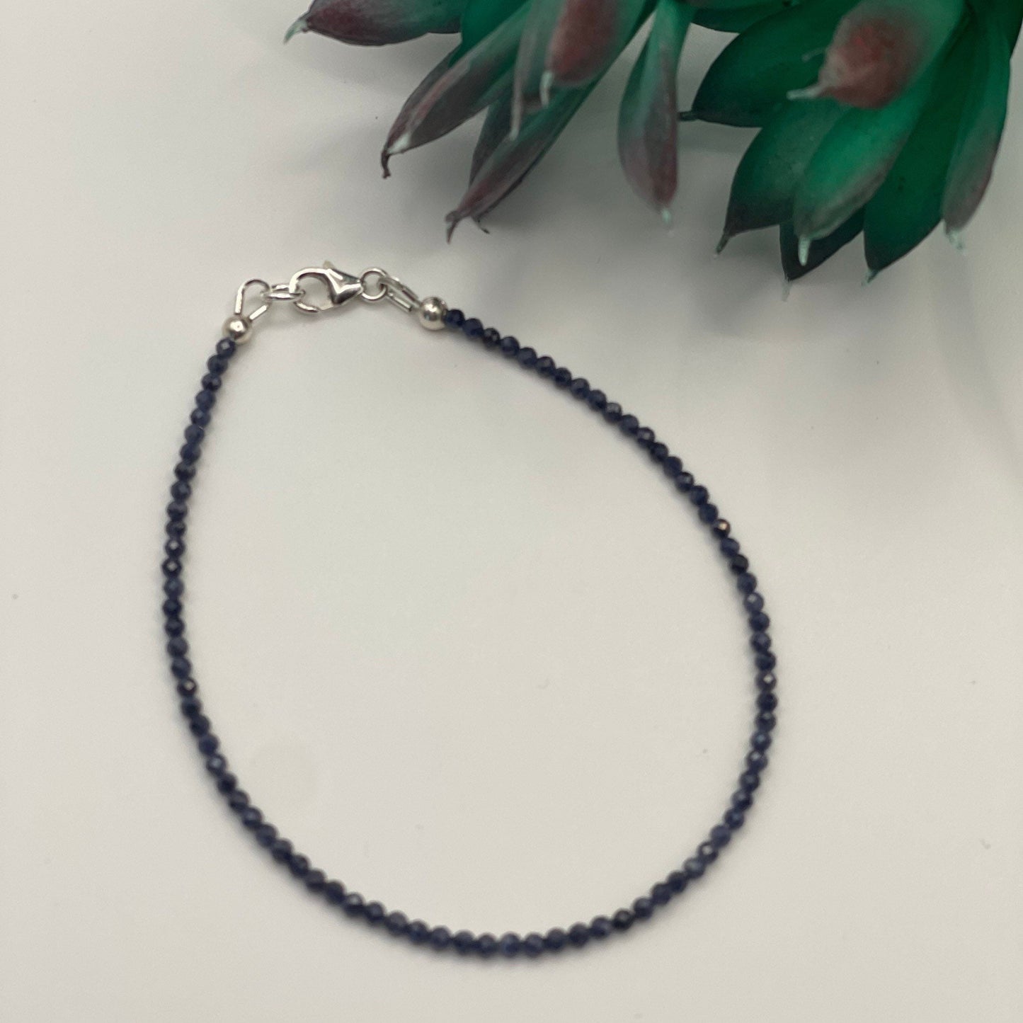Dainty Sapphire Sterling Silver Stacking Bracelet