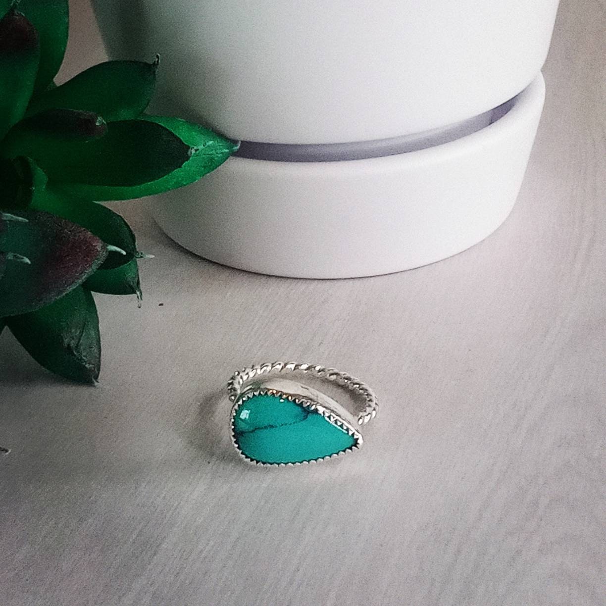 Tibetan Turquoise and Sterling Silver Ring, Size 8 3/4
