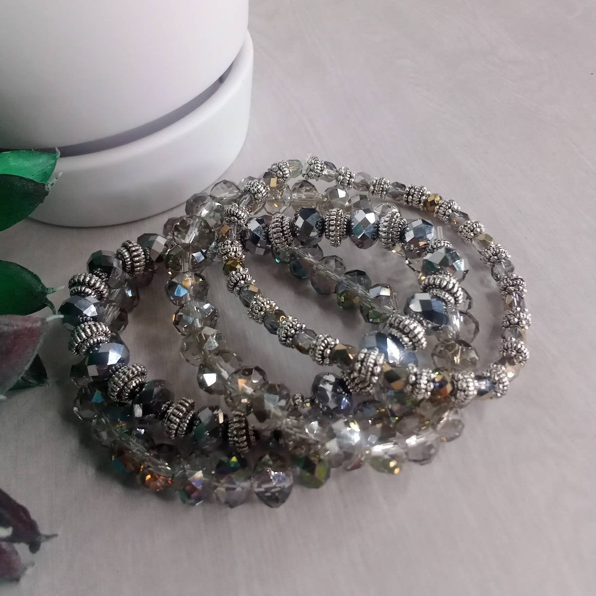 Set of 4 Stacking Glass Bead Bracelets