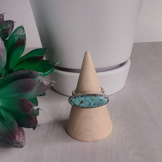 Sterling Silver Tibetan Turquoise Statement Ring, Size 6
