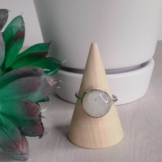 Sterling Silver Moonstone Statement Ring, Size 8