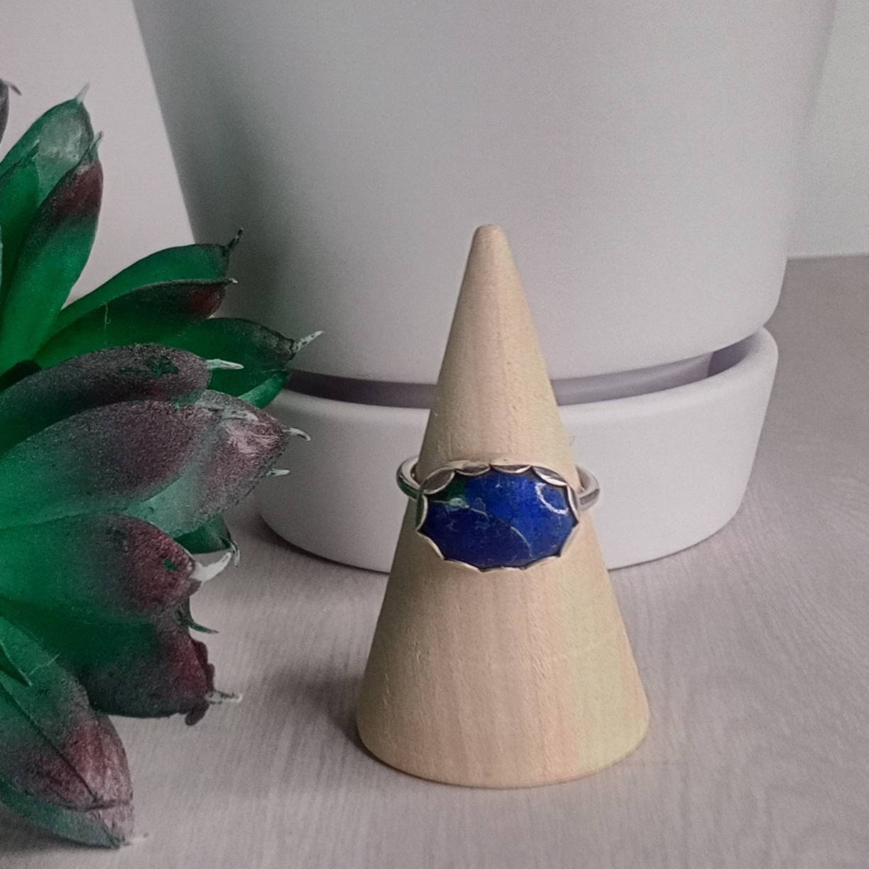 Azurite Malachite & Sterling Silver Ring, Size 6